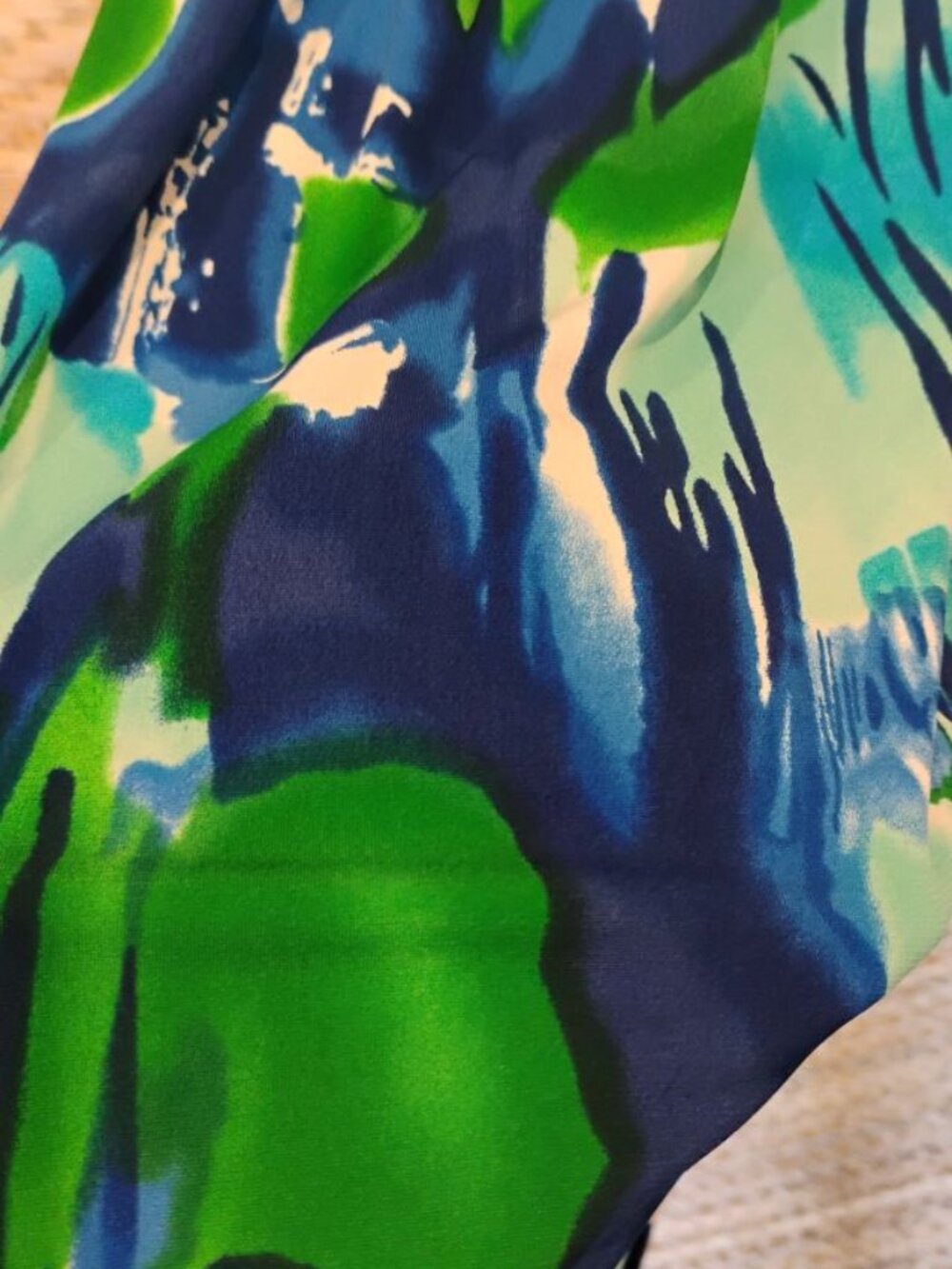 Calvin Klein Dress, Sz 2, Blue Green Jewel Tones, Great Cond